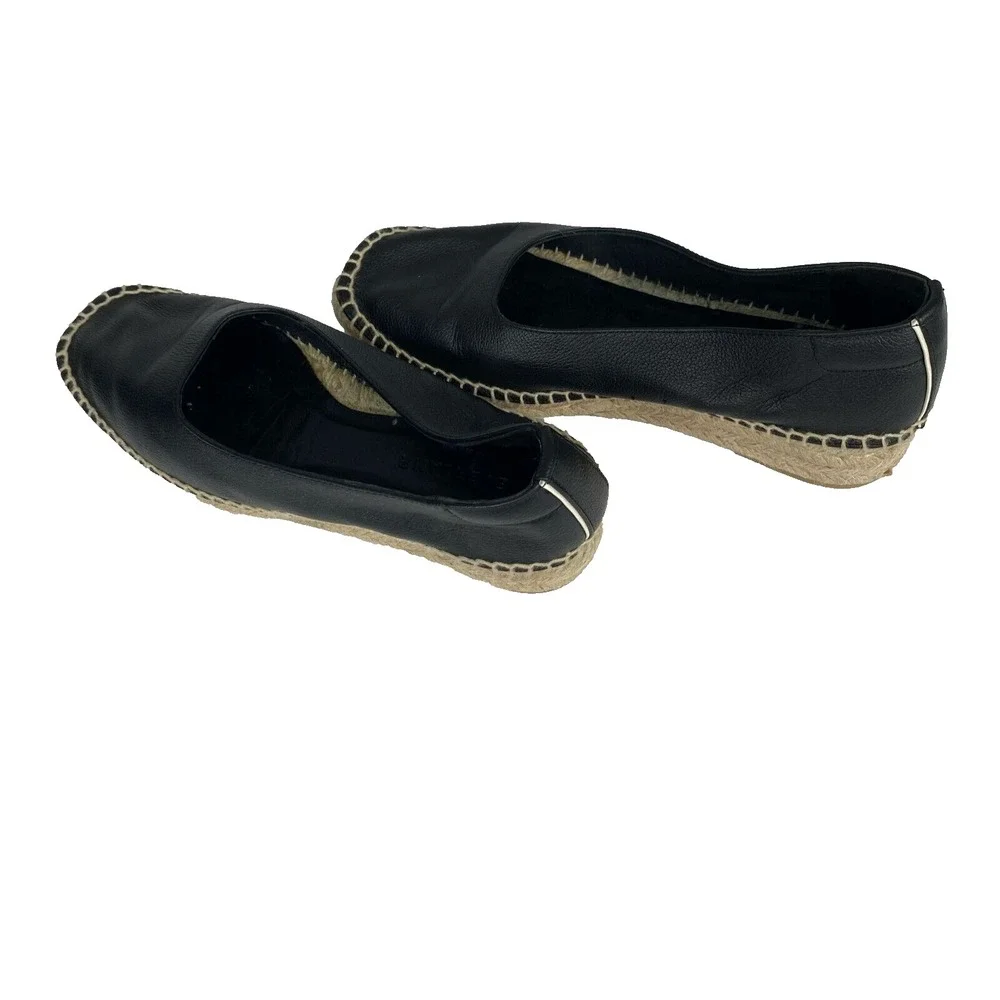 Everlane Womens, Shoes black leather and jute espadrille size 8 black.‎